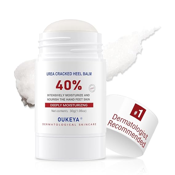 OUKEYA Urea Cream Stick 40% - Foot & Hand Balm for Dry, Rough Skin | 40% Urea Formula Deeply Moisturizes, Softens Hardened Skin On Heels, Elbows, Fast-Absorbing Non-Greasy Texture, 1.06 Oz