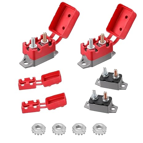 30 Amp Automatic Reset Circuit Breaker, 12V-24V, IP66 Waterproof, for Automotive, Marine, RV, Boat, Trailer & Solar Systems, 2 Pack
