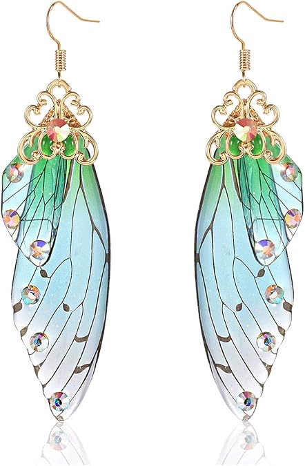 PHALIN Butterfly Dangle Earrings for Women Multicolored Butterfly Wing Hook Earrings Acrylic Insect Drop Earrings for Summer Wedding Birthday Party Gift
