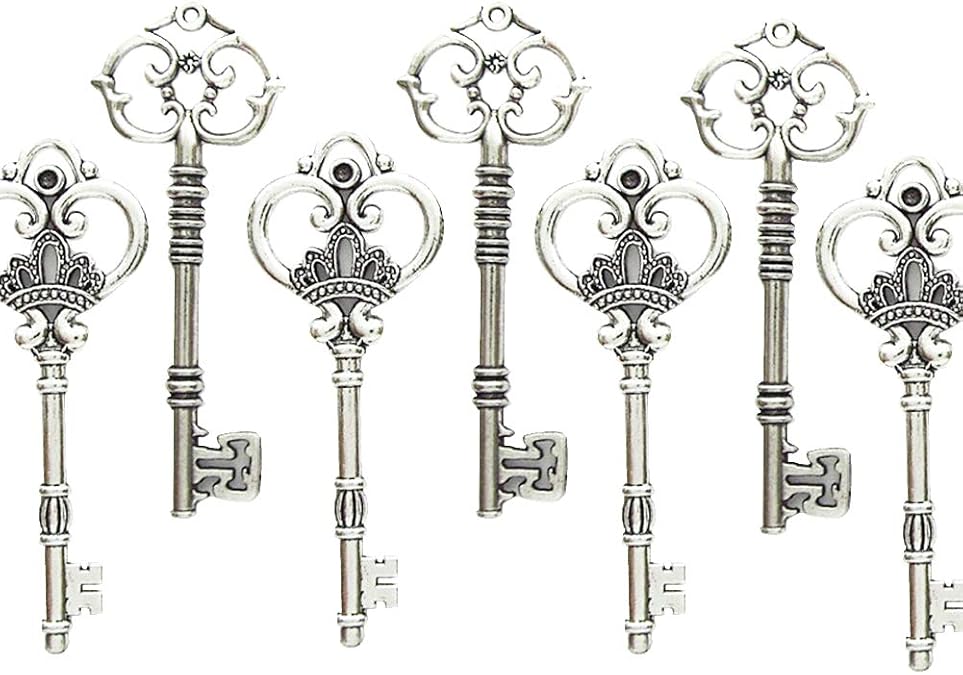 Makhry 20Pcs Rustic Large Skeleton Keys for Wedding Decoration Favor | Mixed Antique Style Keys, Suitable for Room Decor, Keychain Pendants and Costume Party Favors