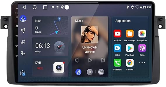 Carplay Android Auto Screen for BMW E46 M3 X5 1998-2006 with Reverse Camera, Mirror Link, Voice Control, Fm, 8 Core 4G+64G