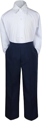 2pc Baboy Kid Teen Formal Party Tuxedo Suit Dress Shirt & Navy Pants Sm-7