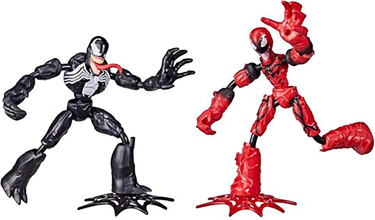 Marvel Spider-Man Bend and Flex Venom Vs. Carnage Action Figure Toys, 6-inch Flexible Figures, for Kids Ages 4 and Up