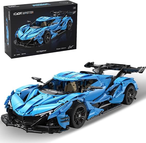 CaDA Master Apollo IE C64003W Super Car Building Kit,3865/pcs MOC Building Blocks for Adults and Teens,1:8 Model Sports Car Sets, V12 Hypercar Technology Bricks