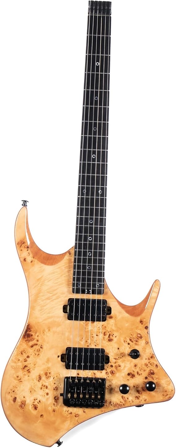 6 String Headless Jazz Electric Guitar Starter Kit - Brown