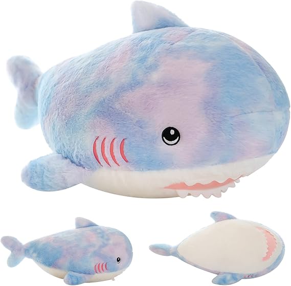 Rainbow Shark Plush Stuffed Animal Colorful Shark Hugging Pillow Anime Gift for Kids and Lovers in Birthday, Valentine's Day, Christmas (11-Inch)