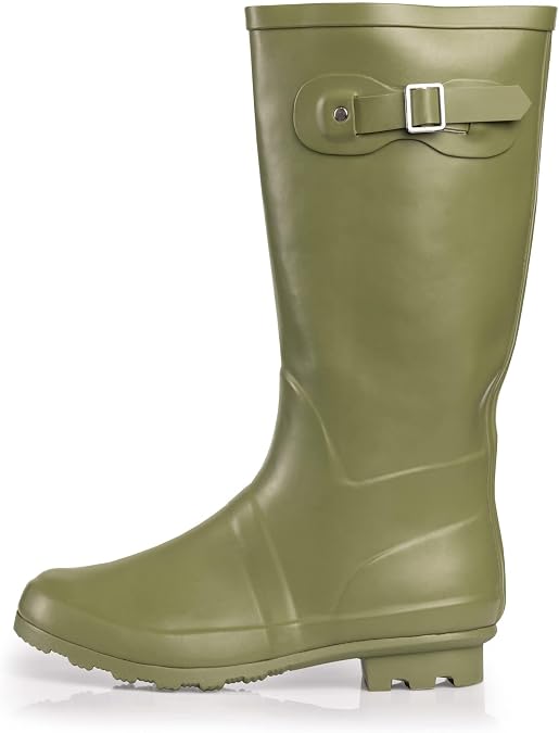 NORTY Waterproof Rain Boots for Women Tall & High Calf Slip Resistant | Slip-Resistant, Comfortable Rainboots, Stylish Outdoor & Garden Boots, 13.25 Shaft