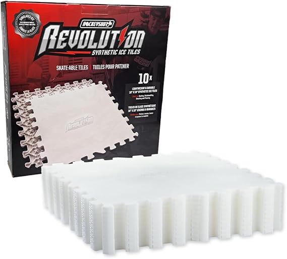 HockeyShot Revolution Synthetic Ice Tiles - 10 Pack, 18x18, White