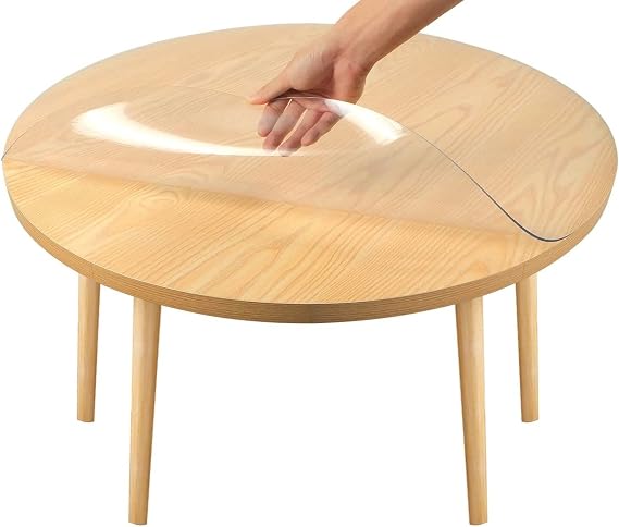 Toptablecloths Round Clear PVC Table Cover Protector Transparent Table Cloth Plastic (Round 105 cm)