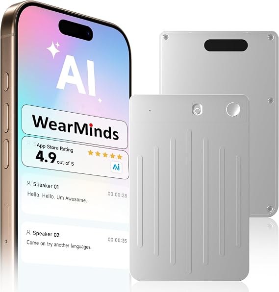 AI Voice Recorder, NoteCard Voice Recorder with case, App Control, Real Time Transcribe & Summarize with AI Technology, Multi-Language, Long Battery Life Meetings/Class/Lectures (Black)