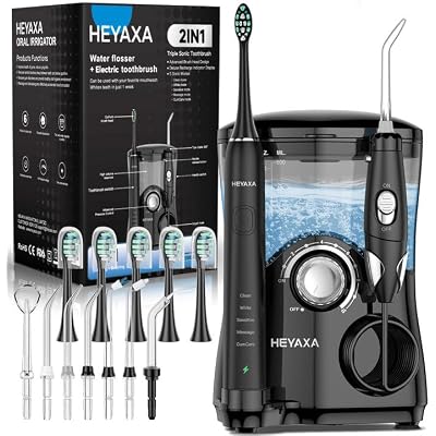 Water Flosser & Ultrasonic Electric Toothbrush Combo, 600ML Water Dental Flosser with 7 Jet Tips, 10 Adjustable Water Pressure, 5 Toothbrush Heads for Home Use, Gums, Braces
