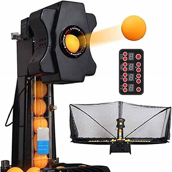 Ping Pong Ball Machine with Net,9 Launcher Settings,Automatic Table Tennis Practicing Training Robots 4-40 m/s Adjustable for Players and Beginners,Enhances Skills and Practice Sessions