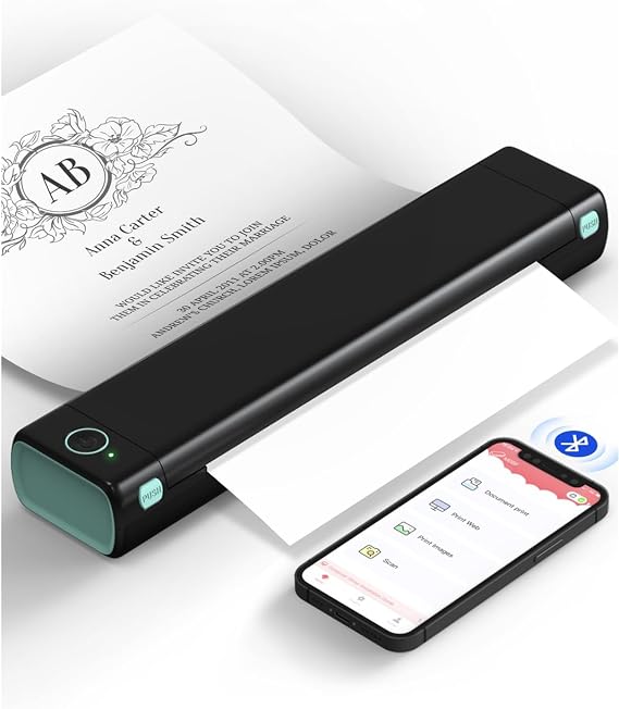 Phomemo M08F Portable Inkless Thermal Printer - 8.5'' x 11'' Letter, Black