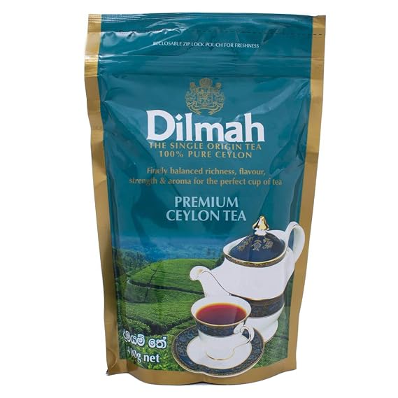 Dilmah Premium Ceylon Black Tea 100% Pure Single Origin Loose Tea with Finely Balanced Richness & Aroma Freshness Sealed in Resealable Zip Lock Pouch, 400g (14.1 oz)