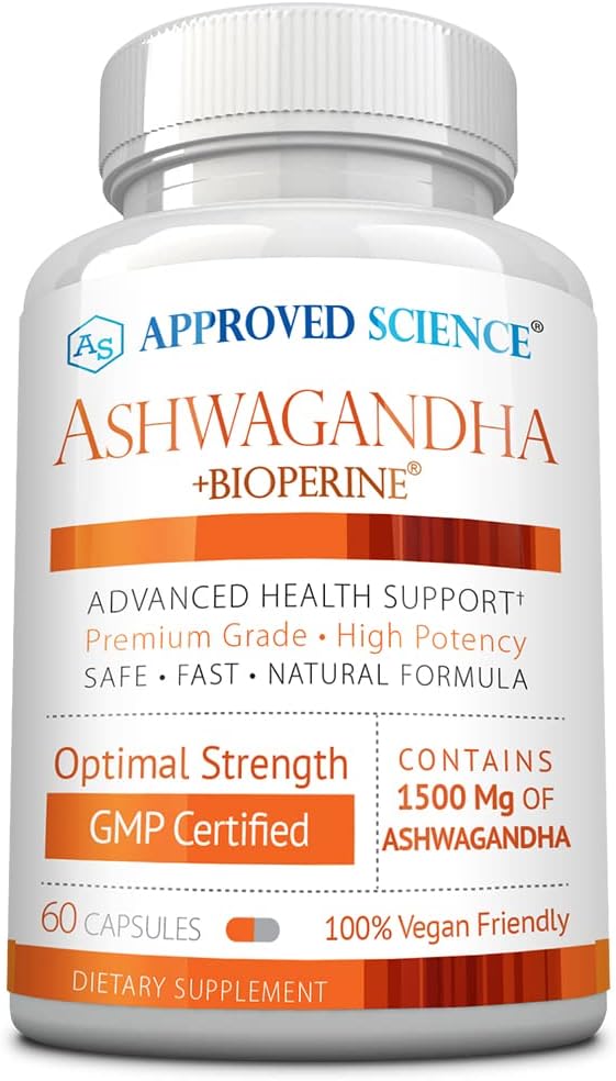 Approved Science Ashwagandha 1500mg with Bioperine and Ginger - Mood and Energy Support - 60 Vegan Friendly Capsules - 1 Month Supply