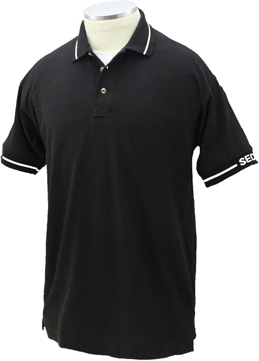 First Class Poly/Cotton 60%/40% Security Polo Shirts (Large, Black W/White)