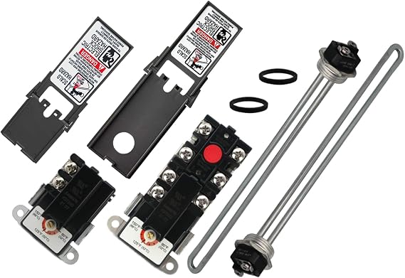 Zero EWH-02 Electric Water Heater Repair Kit with 4500W 240V Elements & TOD Thermostats, Upper/Lower, Fits Rheem, AO Smith, Richmond, Kenmore, GE