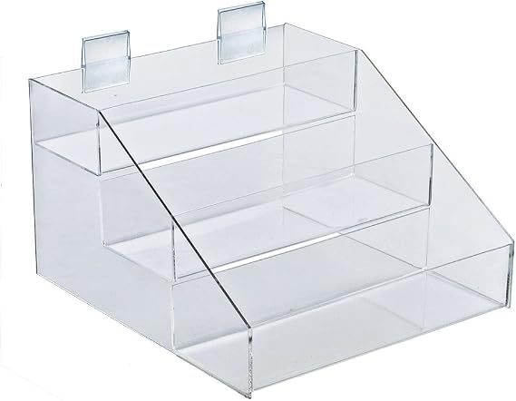 Azar Displays 326050 12" W x 11.75" D x 7.125" H 3-Tier Step Display for Counter, Pegboard and Slatwall