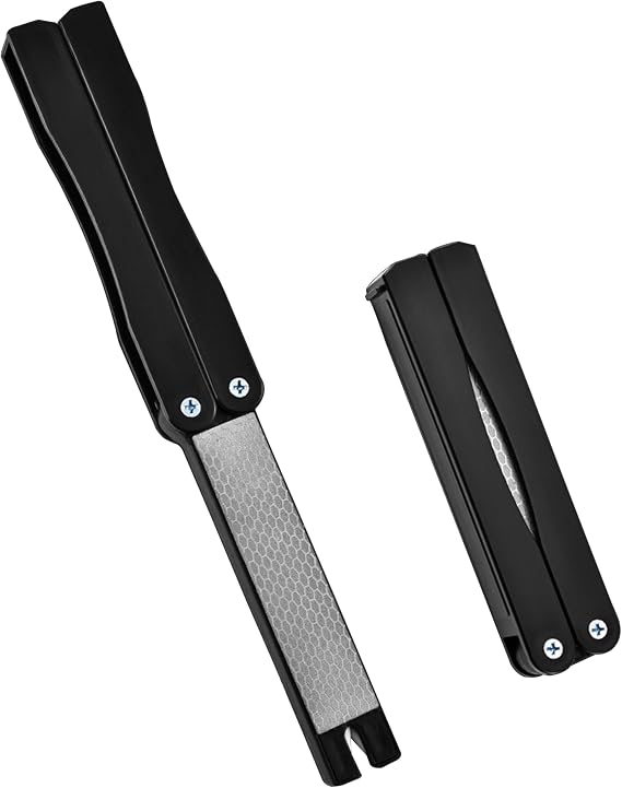 Folding Sharpener Pocket Sharpener Double Sided Diafold Sharpeners (Black)