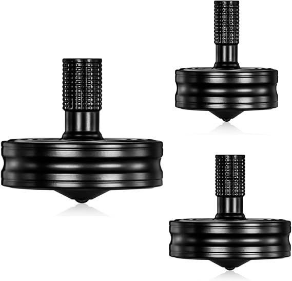 Premium Stainless Steel Spinning Top, Great CNC Machined Made, Perfectly Balanced, Spin Long Time, Easy to Twirl, Time Killer, Kinetic Desktop EDC Fidget Toys (3PCS L+M+S, Black)
