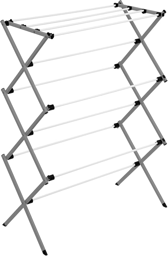 Honey-Can-Do Collapsible Clothes Drying Rack, Alloy Steel, White/Grey