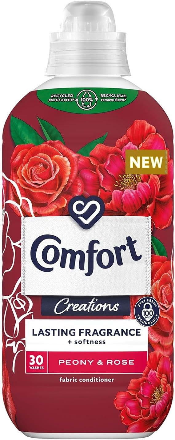 Comfort Creation Concentrated Fabric Conditioner with 100 Days of Long Lasting Fragrance and Softness Intense Liquid Fabric Softener 30 Washes, 900 ml (Peony & Rose, Buy 1)