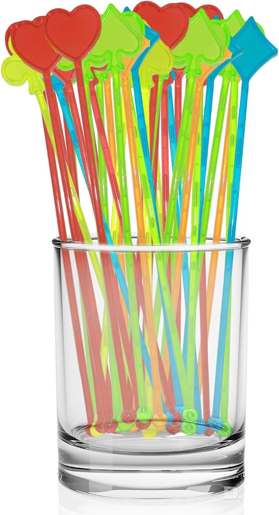 50 Pcs Stirrer Disposible Plastic - multiple images Crystal Swizzle Sticks,Crystal Cake Pops, Cocktail Coffee Drink Stirrers, Multi-color