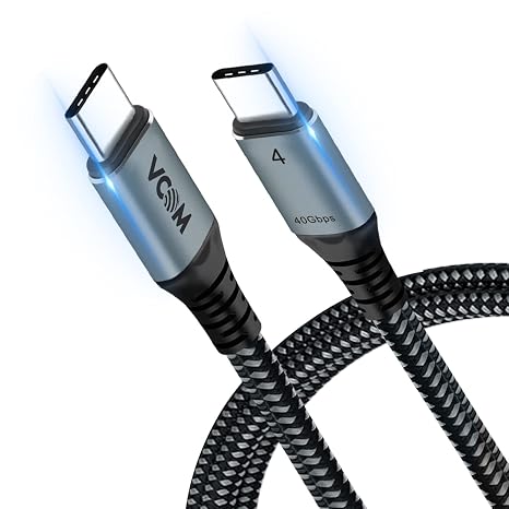 VCOM USB 4 Cable for Thunderbolt 4, 4 FT 100W with 40Gbps Data and 8K@30Hz 5K@60Hz or Dual 4K Video,Compatible with Thunderbolt 3/4 Cable and USB-C,for MacBooks,Hub, Docking, and More