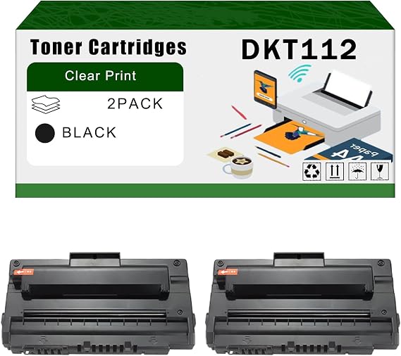 Compatible for Muratec DKT112 Toner Cartridges F112 F112P Printers, High Yield 4000 Pages Bright Clear Colors (2-Pack Black)
