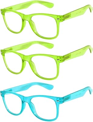 OWL 3 Pack Blue Light Blocking Kids Glasses Glow In The Dark, Clear Lens Girls Boys Glasses for Screen Time