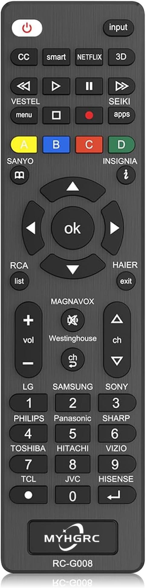 Universal TV Remote Control for Samsung, LG, Sony, Philips, Sharp, Panasonic, Smart TV, TCL, HAIER Toshiba Hitachi VIZIO TV remote universal with Netflx 3D APPS Buttons