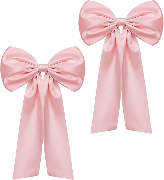 2 PCS Big Large Pink Bow Decoration for Backdrop, Oversized Giant Coquette Pink Bows Decor (25.6" X 41.3")