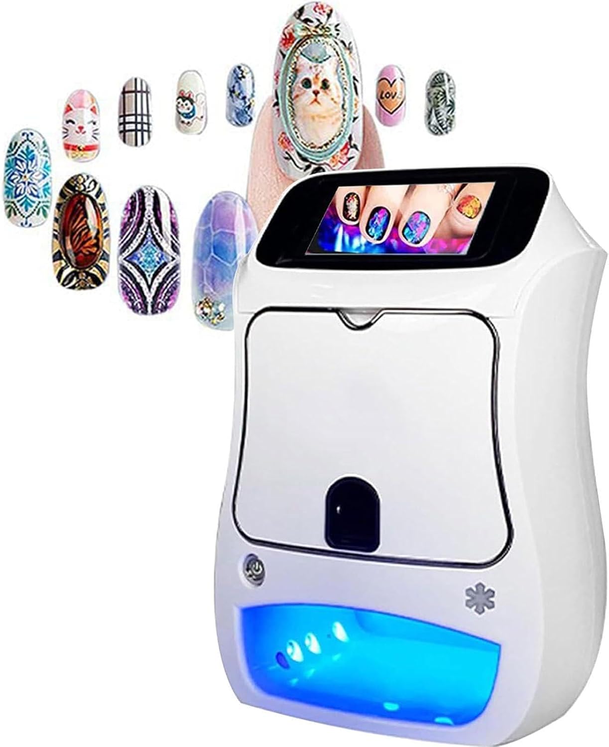 Nail Art Printer Machine with Touch Screen, 3D Digital Nail Printing Machine for Home & Salon Use, Includes Nail Polish & UV Dryer, Easy Mobile App Design for Professional Manicure Results