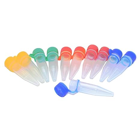 Lab Micro Centrifuge Tubes Microcentrifuge Tubes with Snap Cap 1.5ml Centrifuge Tubes Plastic Test Tubes with Colorful caps 100pcs