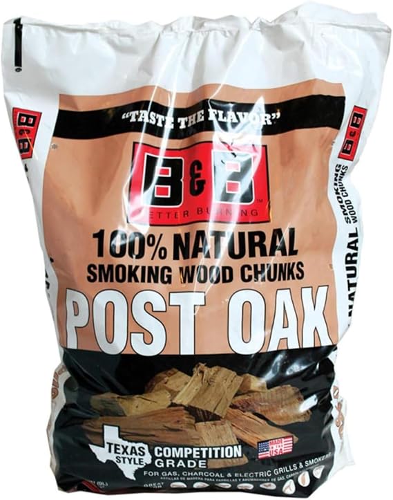 B&B Charcoal Post Oak Wood Smoking Chunks for Grilling & BBQ 549 Cubic Inches Natural Hardwood Smoke Flavor for Smokers, Charcoal Grills and Outdoor Cooking
