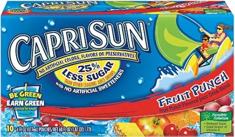 Capri Sun 100% Juice, Fruit Drive, 10-Count, 6-Ounce Pouches (Pack of 4)