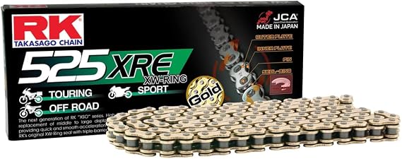 RK Racing Chain GB525XRE-124 Gold 124 Link XW-Ring Chain with Connecting Link