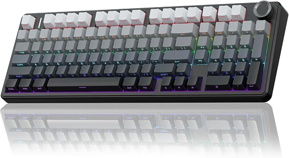 AULA F99 Pro Wireless Gaming Keyboard,Tri-mode Mechanical Keyboard Wireless with Control Knob,Side Engraved,RGB Backlight,Pre-lubed Linear Switches,Hot Swappable Custom Keyboards (Black)
