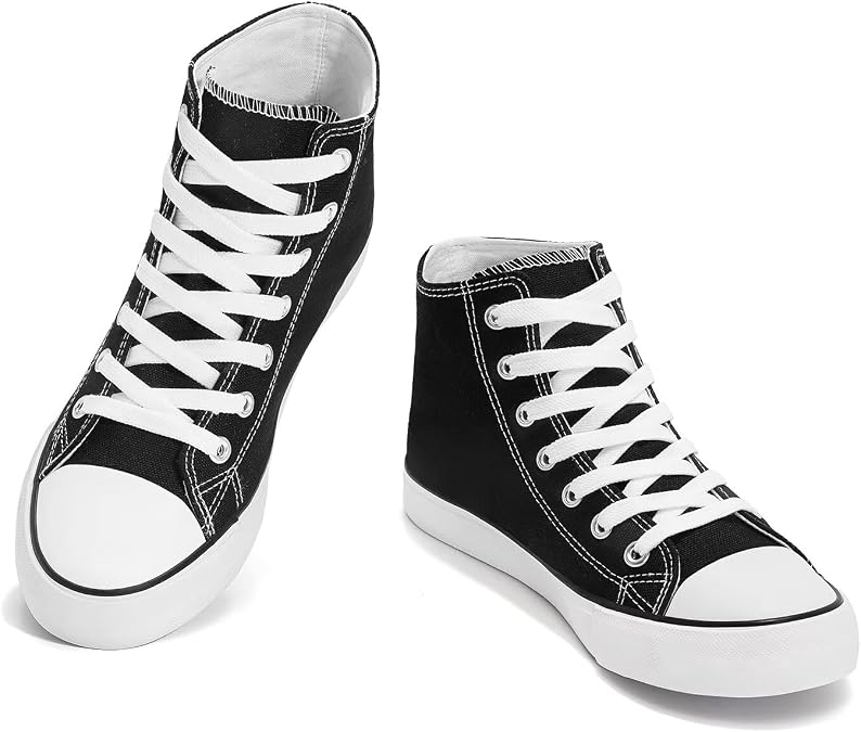 Womens High Top Canvas Sneakers, Lace up Fashion Tennis Shoes for Women Casual Classic Walking Shoe for Everyday Wear
