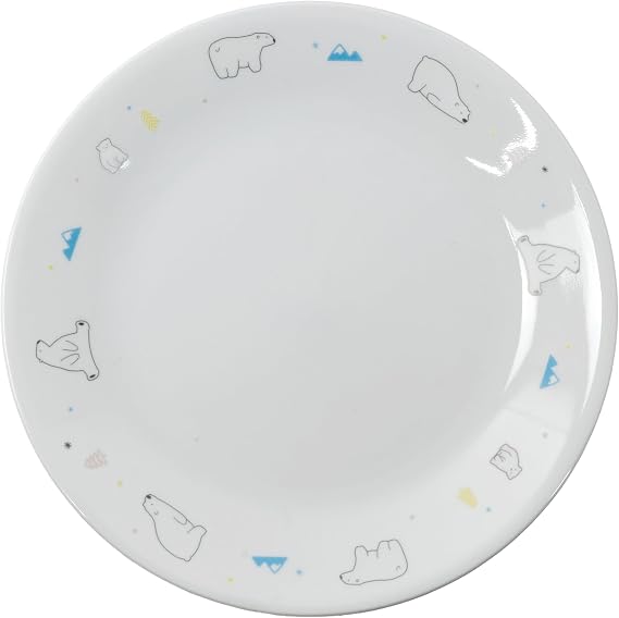 Pearl Metal J108-POB CP-1785 Corelle Plate, Dish, Outer Diameter 8.5 inches 21.5 cm, Break-resistant, Lightweight, Microwavable, Oven-Safe, Dishwasher Safe, Polar Bear, Medium Plate