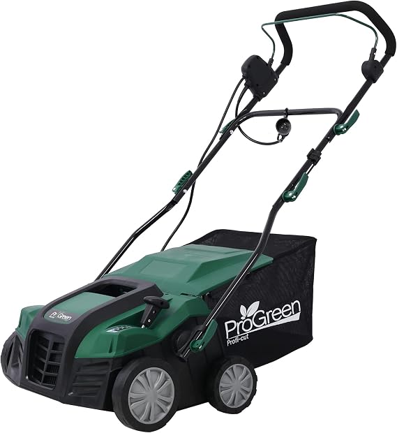 2-in-1 16" Walk Behind Scarifier, 15 Amp Electric Dethatcher Scarifier, Lawn Dethatcher for Yard Lawn Garden Care, Removable Collection Bag Extra Large 58QT (16 inch)