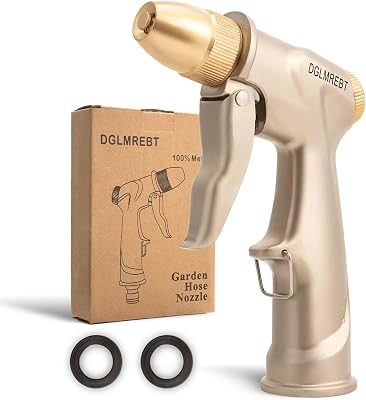 Metal Garden Hose Nozzle Spray - Heavy Duty 4 Spray Patterns 360° Rotating, Ergonomic Handle, Leak-Proof Fit for Watering, Cleaning, Car WashUpgrade nozzle