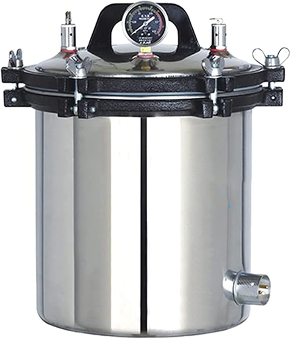 Autoclave Sterilizer Machine - Portable Steam Pressure Lab Equipment with Stainless Steel Construction and Dry Burn Prevention Three-Valve System