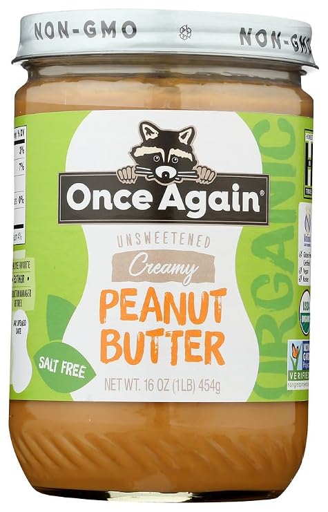 Peanut Butter Creamy No Salt Organic Once Again Nut Butters 16 Oz Liquid (Pack of 6) - Pack Of 6