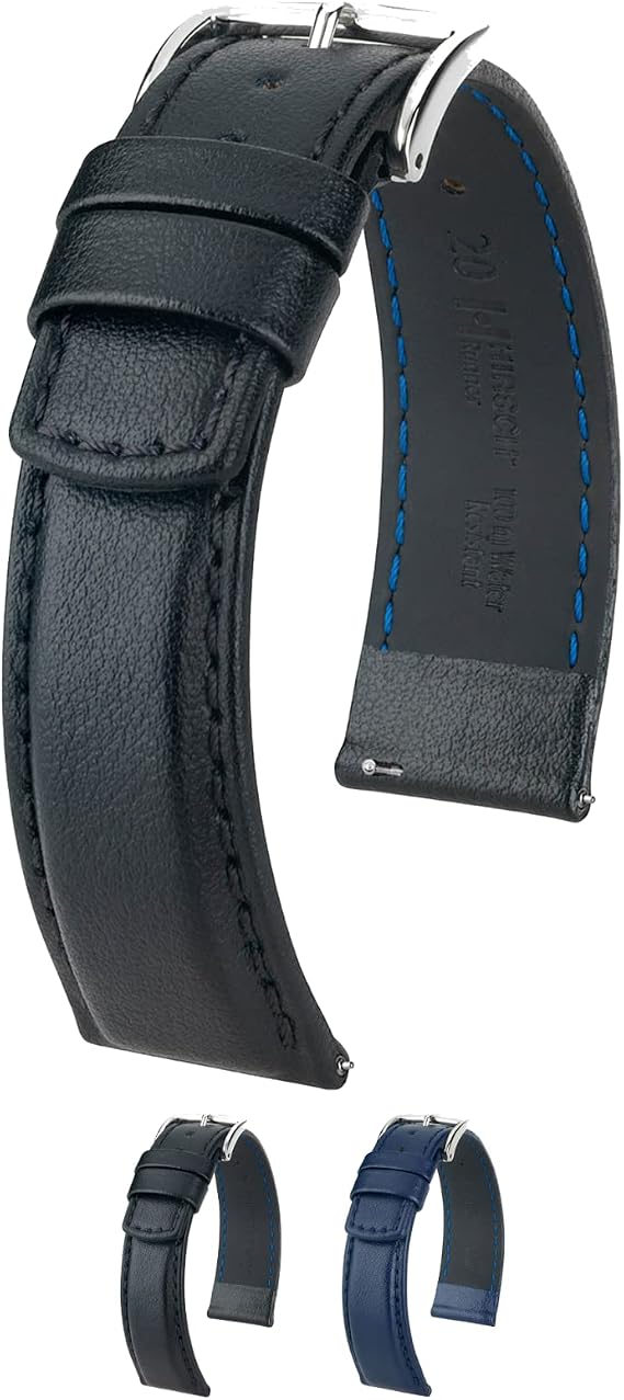 Hirsch Runner Calf Leather Watch Strap - Water Resistant - 18mm, 20mm, 21mm, 22mm, 24mm - Length - Attachment/Buckle Width - Quick Release Watch Band