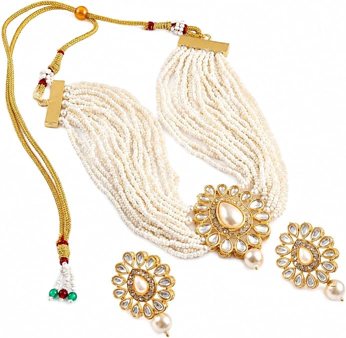 Jewarhaat AD CZ Kundan Pearl Studded Gold Plated Indian Jewelry Sets for Women