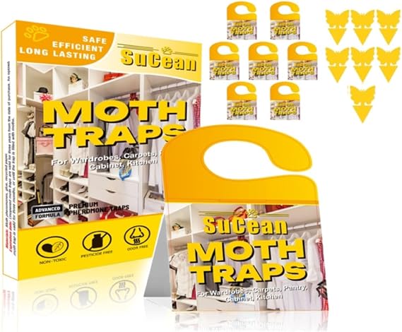 Moth Traps - 7 Premium Pheromone Moth Traps for Common Clothes + 7 Fruit Fly and Fungus Gnat Traps, 2026 Upgraded for Carpet and Similar Moths | Non-Toxic for Wardrobes, Enhanced Upgrade Effect