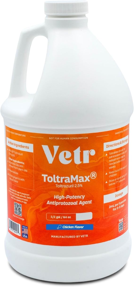 Toltrazuril 2.5% for Horses, Dogs, Cats, 1/2 Gallon, For Non-food chain animals, Chicken