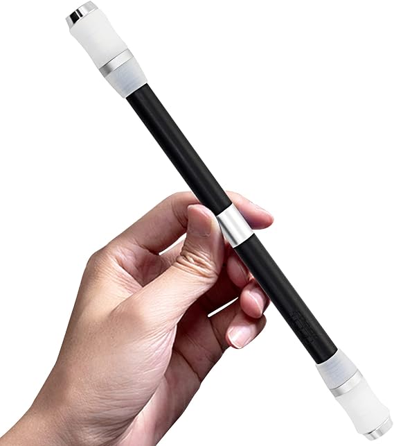 Spinning Pen,Pen Spinning Mod,Detachable Pen Spinner,Suitable for All Ages Beginners and Enthusiasts,Stress Releasing Brain Training Spin Pen for Kids and Adults.(No Pen Refill)Silver black