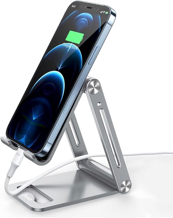 Juo Alüminyum Katlanabilir Metal Masaüstü Telefon Tutucu Standı Gümüş